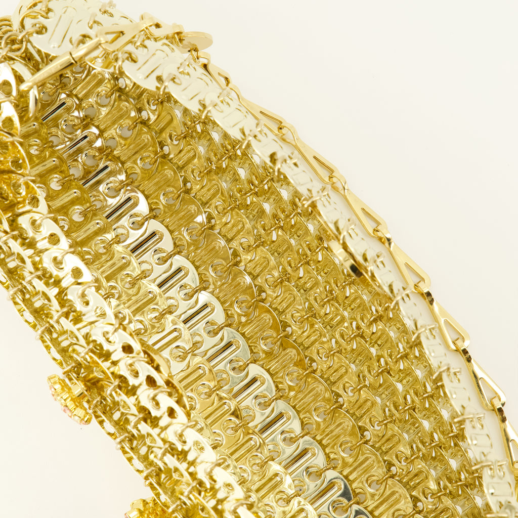 Sacs à main et épaule Pasta Dourada em Metal 1969 com Flores em Strass Rabanne Doré Femme