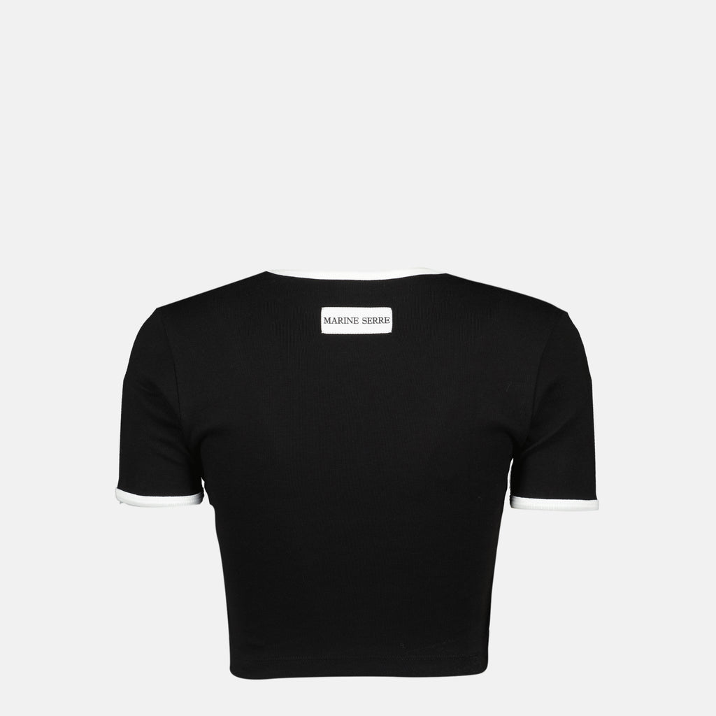 Immagine del top corto Moon nero del marchio Marine Serre per donna - Stagione Autunno-Inverno 2025 - Vista Posteriore
