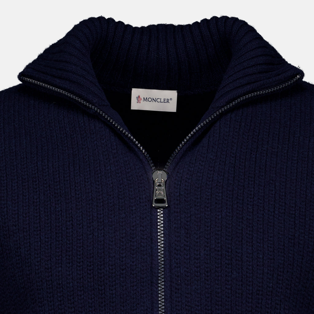 Maille ネイビーブルーのウールカーディガン Moncler Bleu foncé Homme