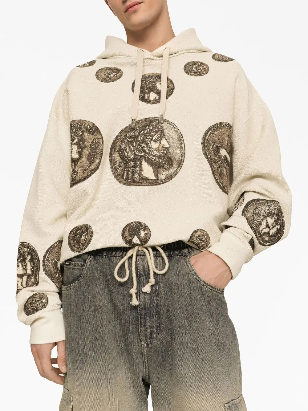 Sweatshirts Sweat à capuche à imprimé Dolce & Gabbana Beige Homme