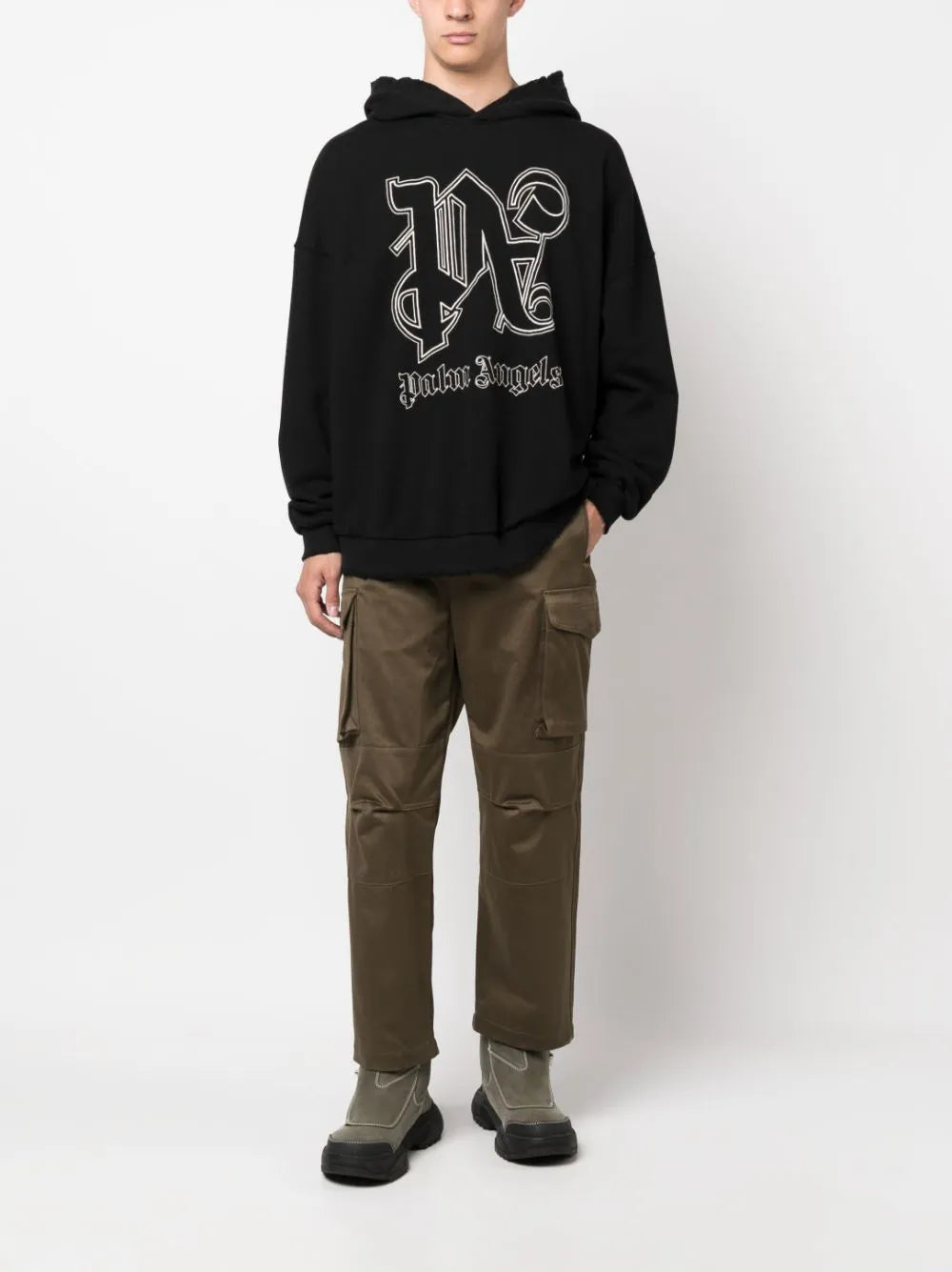 Felpe Felpa con Cappuccio PA Monogram Palm Angels Nero Homme