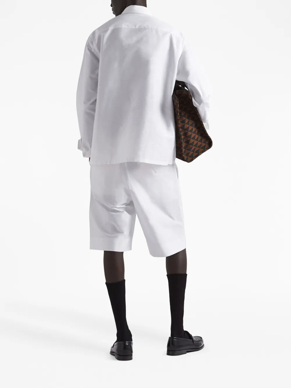 Shorts Bermuda en popeline Prada Blanc Homme