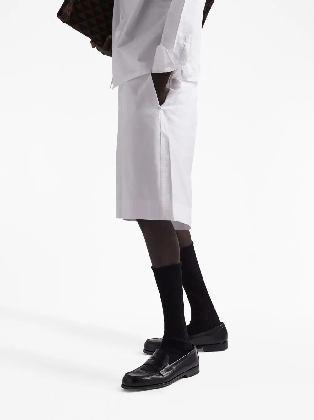 Shorts Bermuda en popeline Prada Blanc Homme