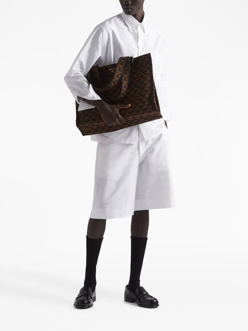 Shorts Bermuda en popeline Prada Blanc Homme