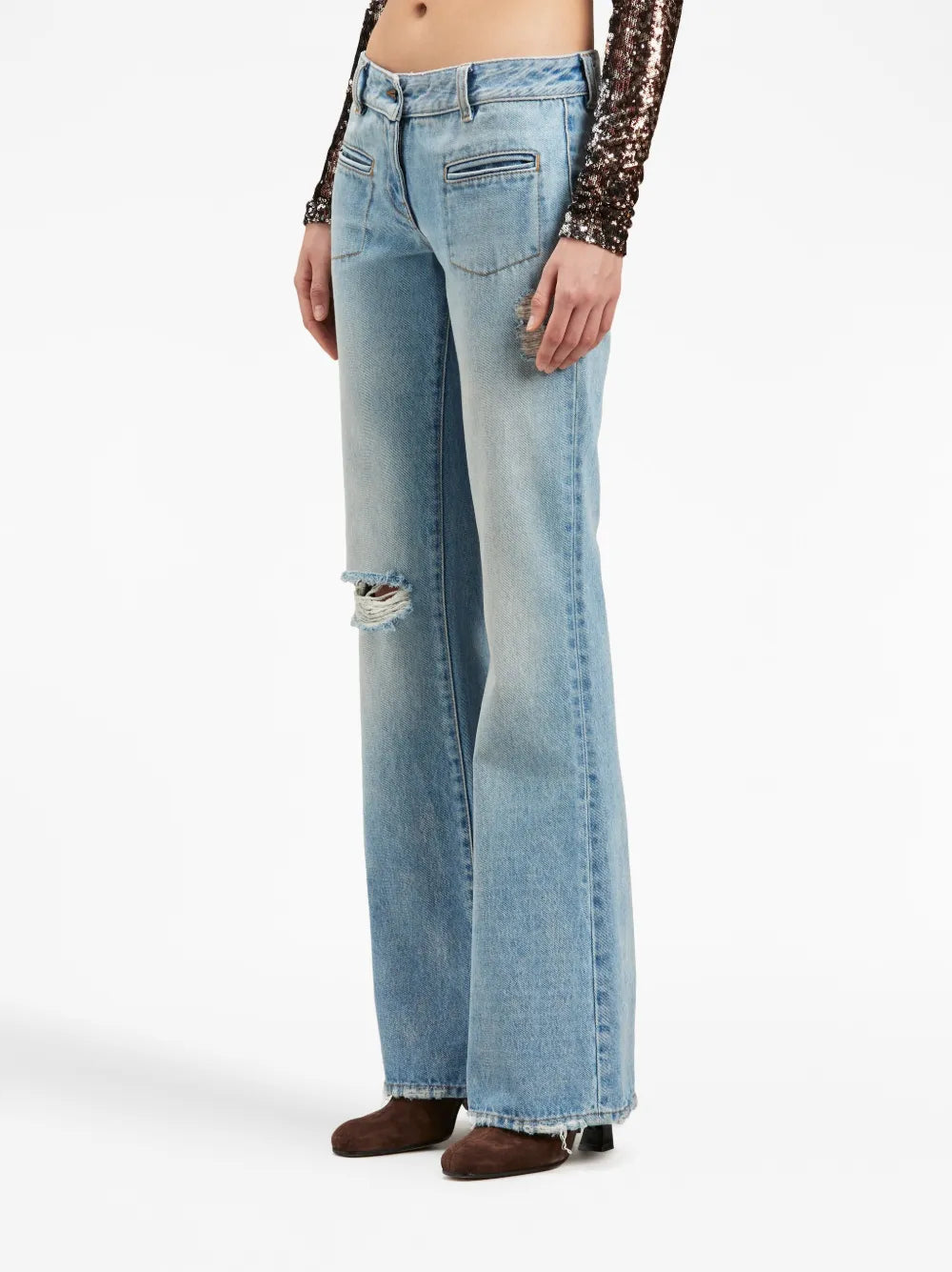 Pantaloni Jeans Bootcut Palm Angels Blu Femme