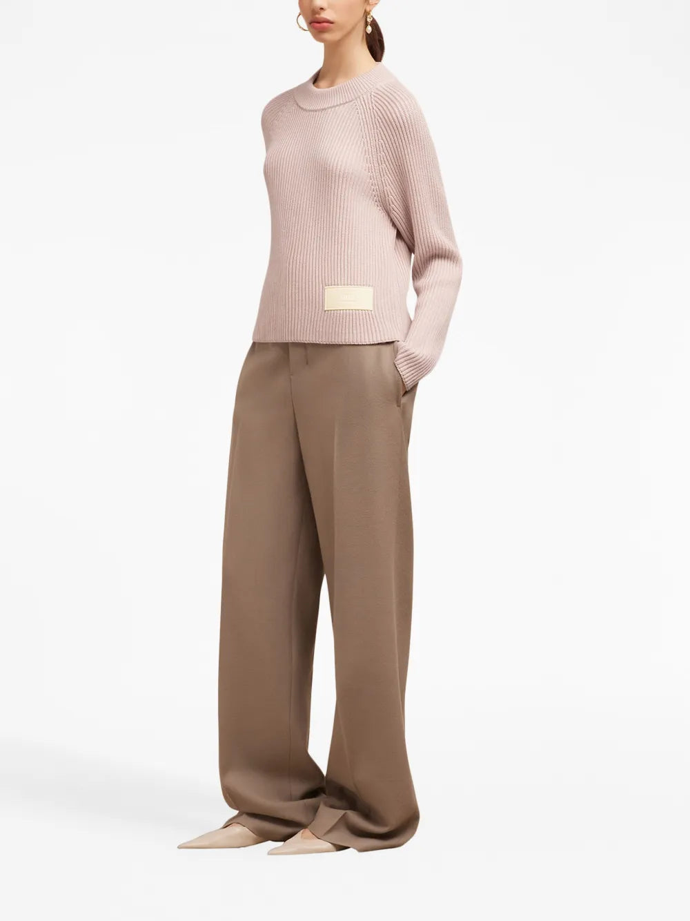 Maille Pull étiquette Ami PARIS Rose Femme