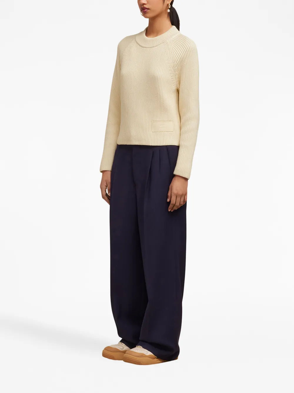 Maille Pull à étiquette Ami PARIS Beige Femme