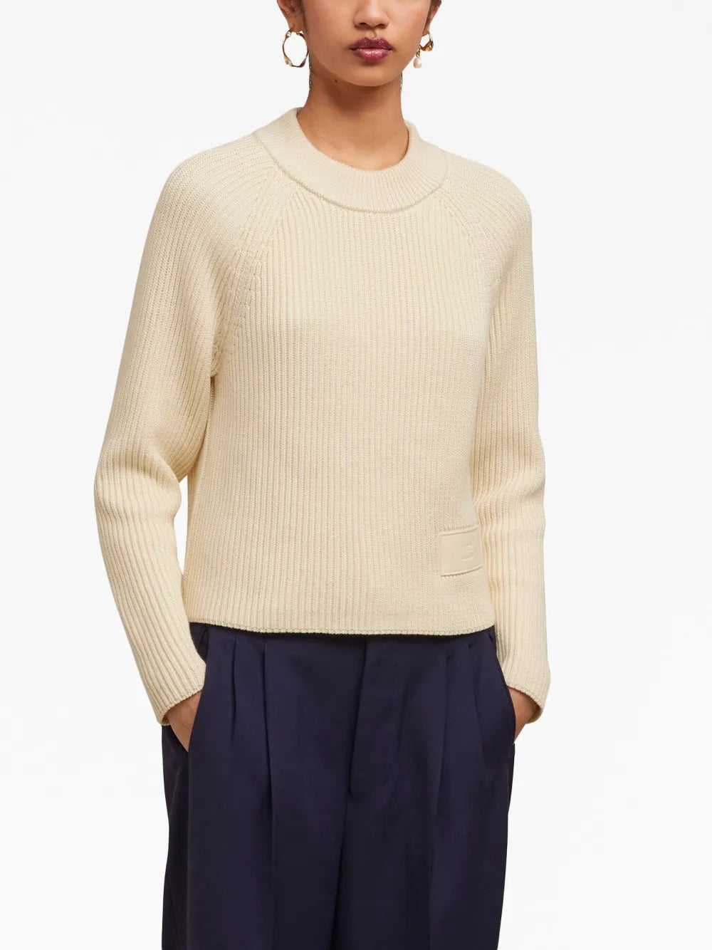 Maille Pull à étiquette Ami PARIS Beige Femme