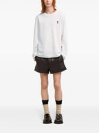 Camisetas T-Shirt de Manga Longa Ami PARIS Branco Unissex