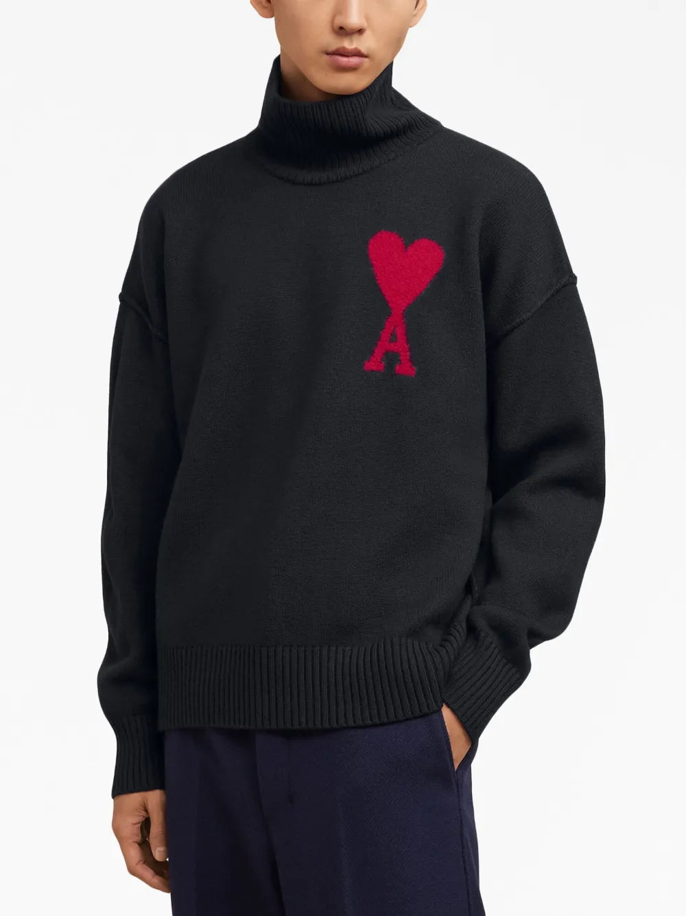 Maille Pull Ami de coeur Ami PARIS Noir Unisexe