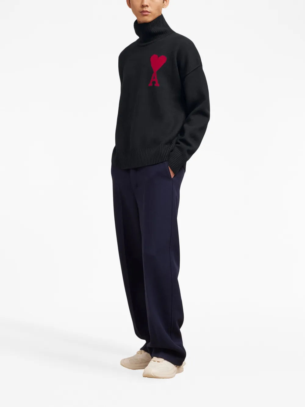 Maille Pull Ami de coeur Ami PARIS Noir Unisexe