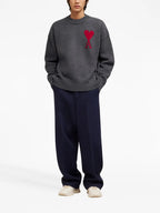 Malhas Sweater Red Heart Ami Ami PARIS Cinza Unissex