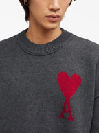 Malhas Sweater Red Heart Ami Ami PARIS Cinza Unissex