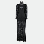 Abiti Abito Lungo in Pizzo Rabanne Nero Donne
