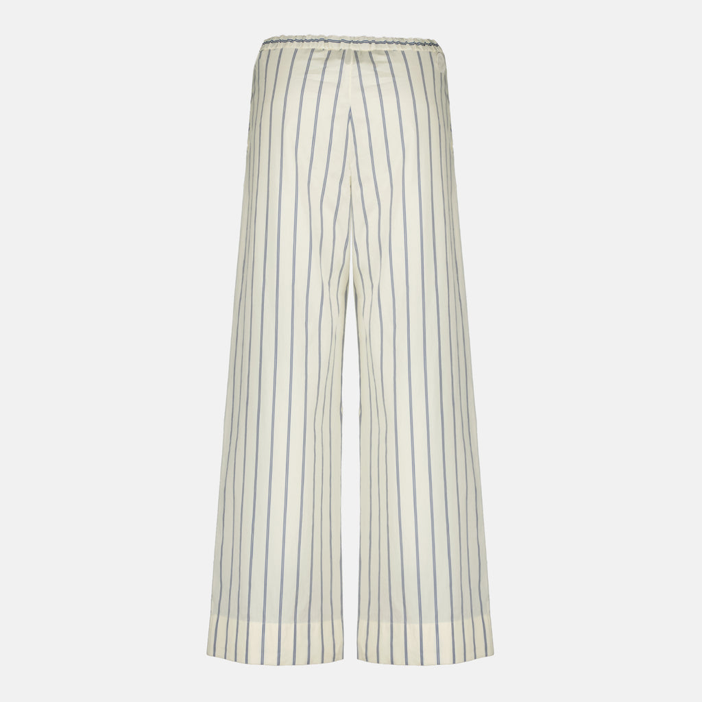 Pantalons Pantaloni Striped in Cotone e Seta Moncler Blanc Femme