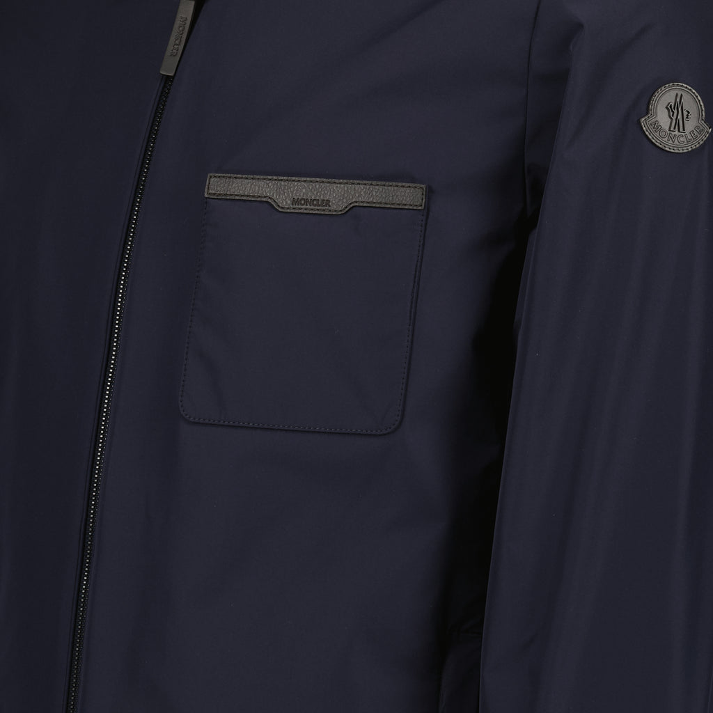 Image of the Tollymore navy blue shirt jacket from the brand Moncler for Men - Spring-Summer 2026 - Detailed View_1