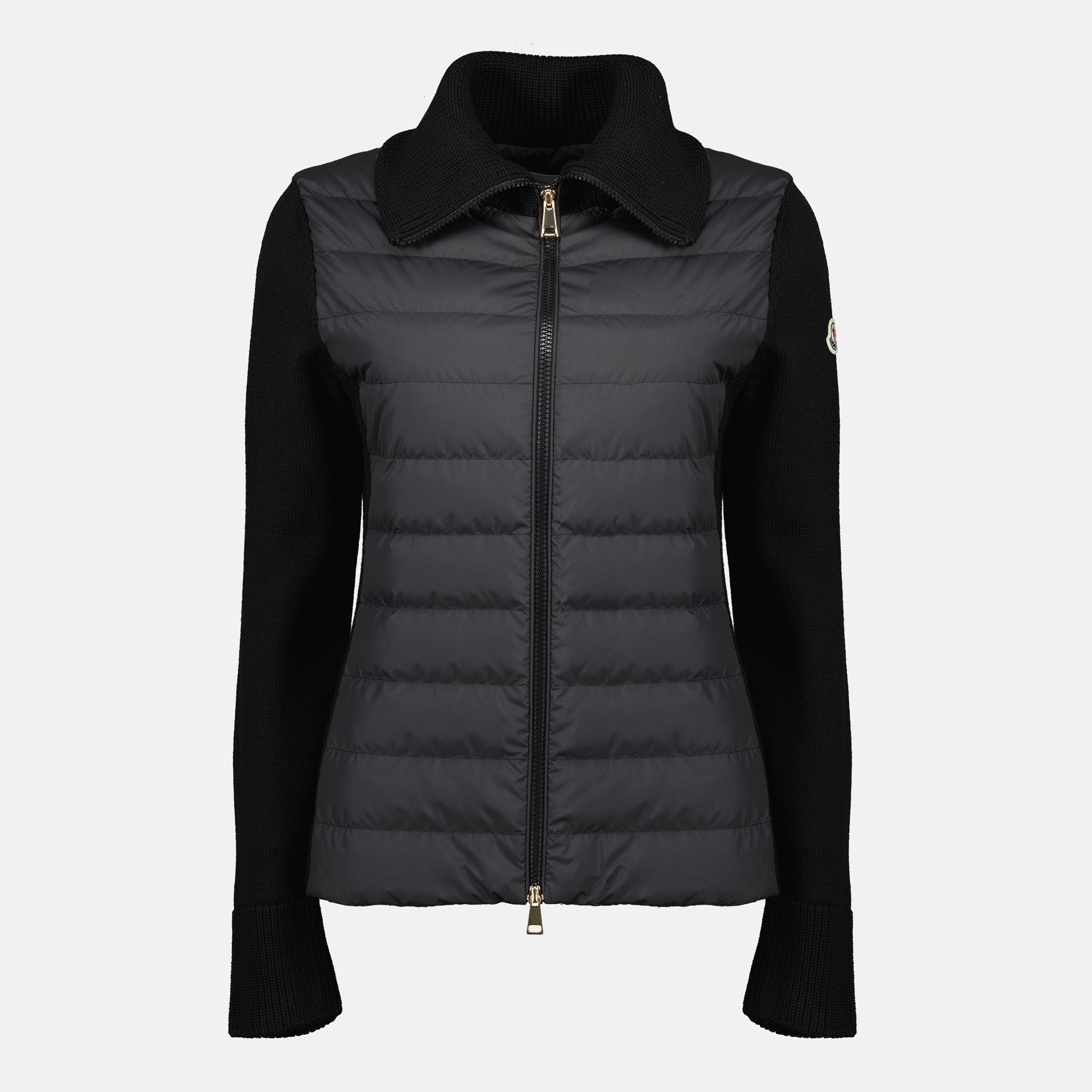 Image de l'article Cardigan bi-matière noir de la marque Moncler pour Femme - Saison Printemps-Été 2026 - Vue de Face