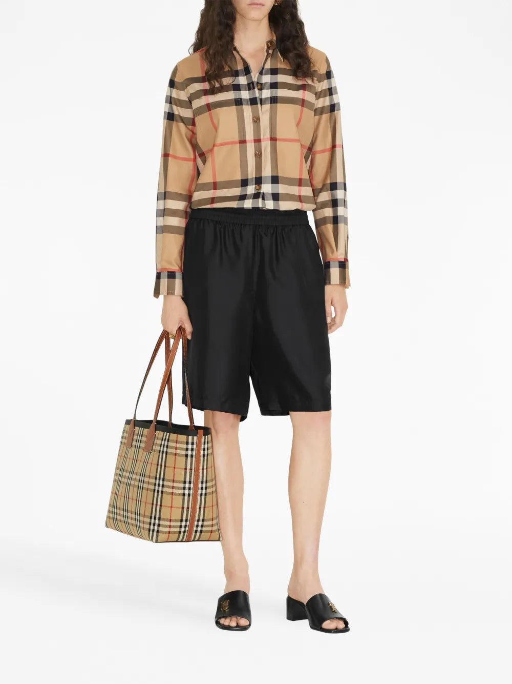 Camicie Camicia a Quadri Burberry Beige Femme