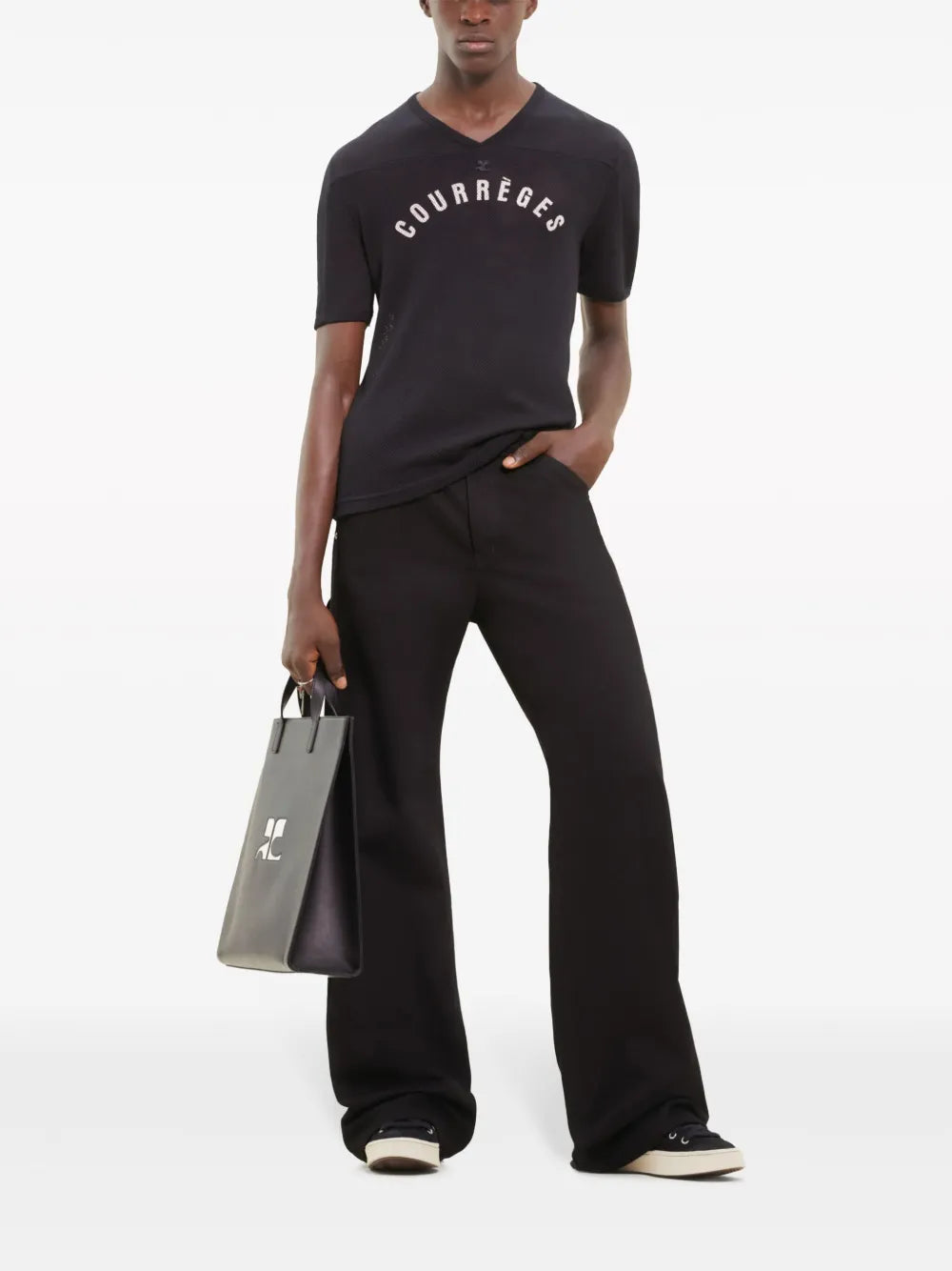 Camisetas Camiseta de béisbol de malla Courrèges Negro Homme