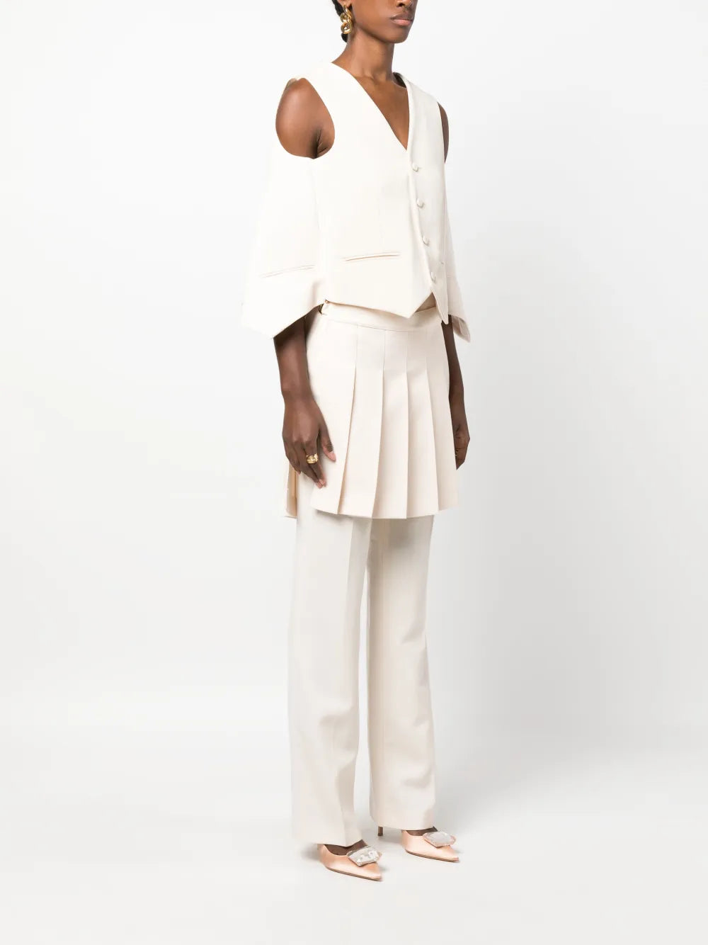 Chaquetas Chaleco Sin Mangas Fendi Beige Femme