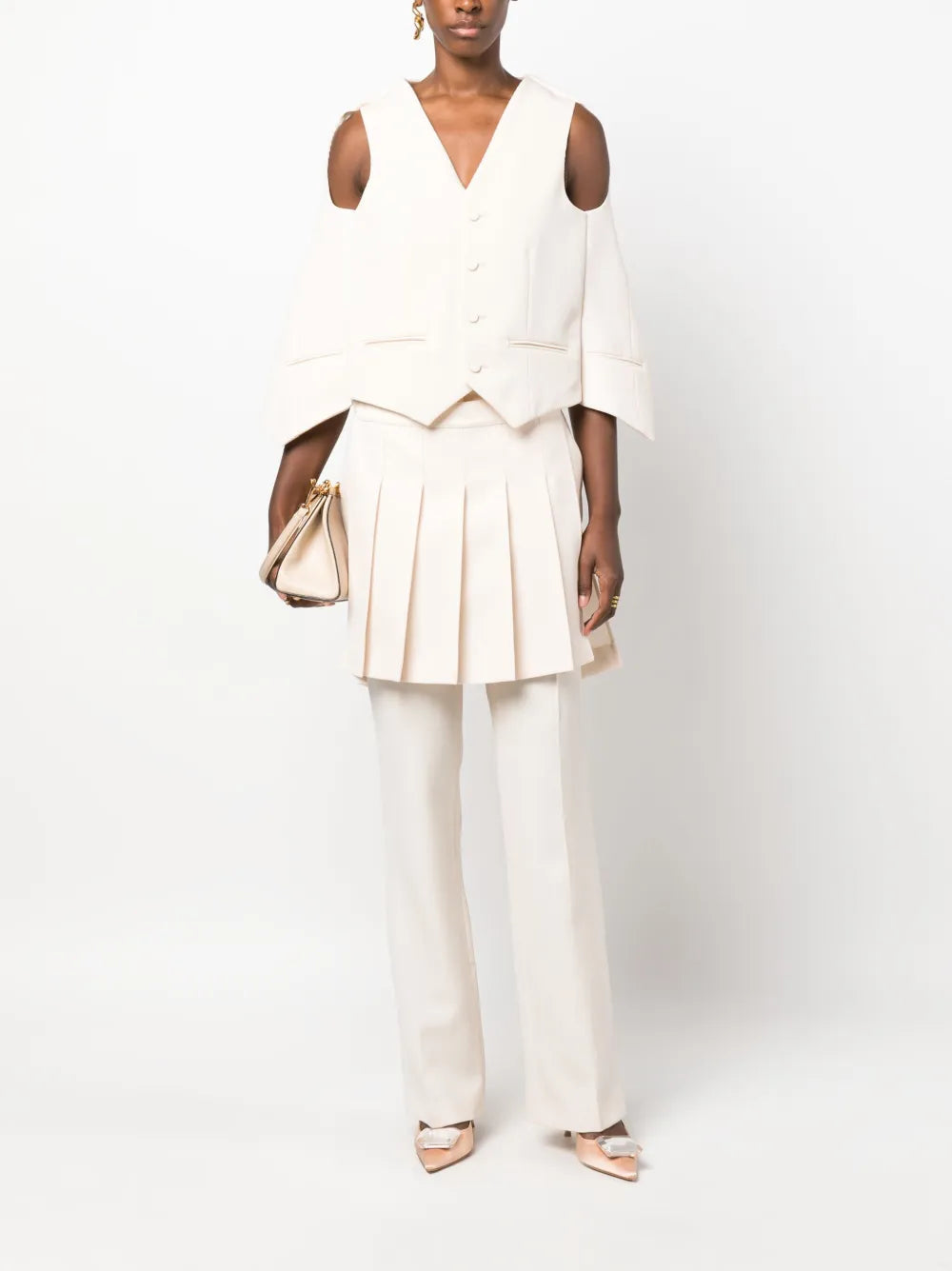 Chaquetas Chaleco Sin Mangas Fendi Beige Femme