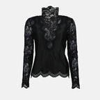 Tops Blouse satin et dentelle Rabanne Schwarz Femme