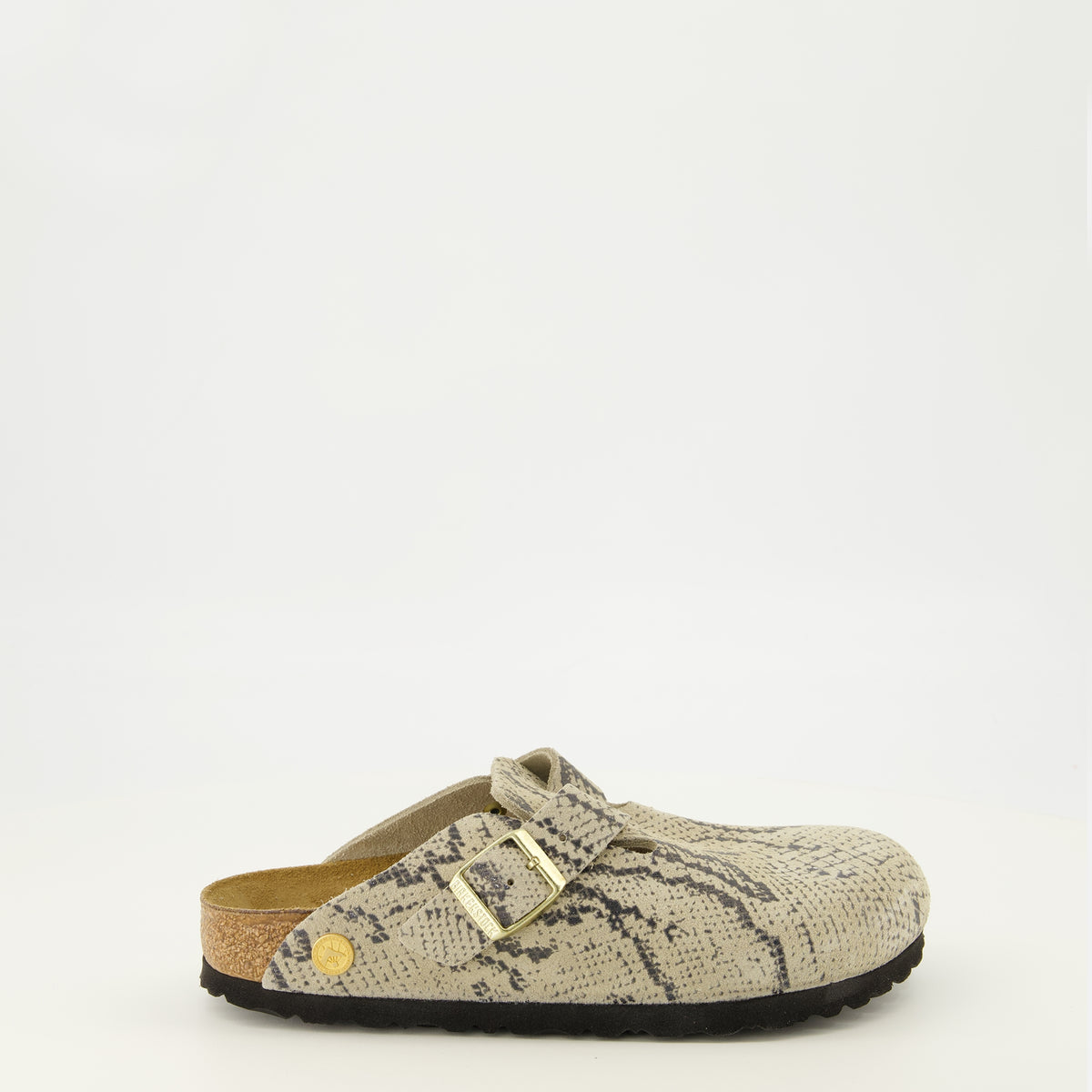 Chaussures ouvertes Boston Mules with Snake Print Birkenstock Beige Femme