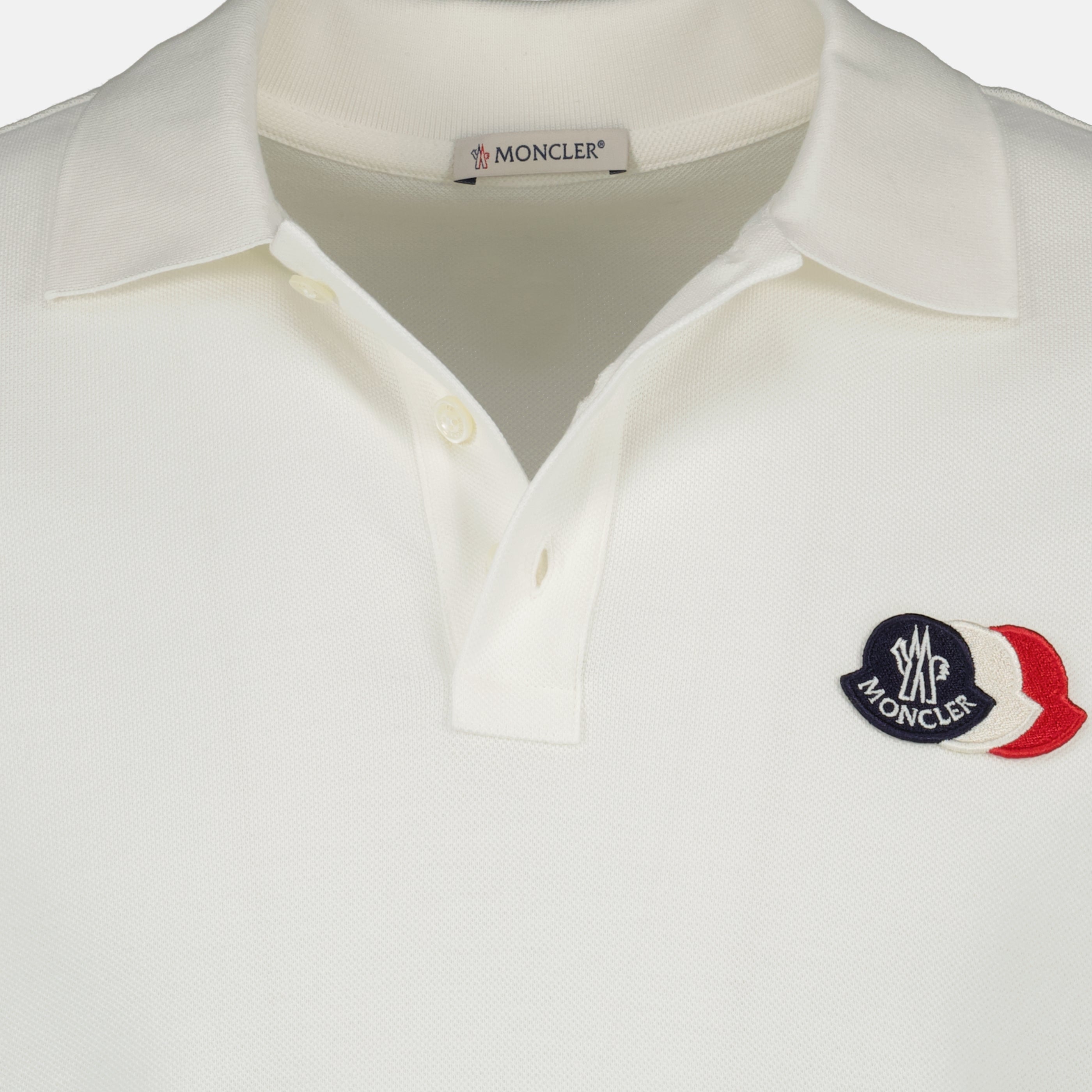 Polos Polo en piqué de coton blanc Moncler Blanc Homme