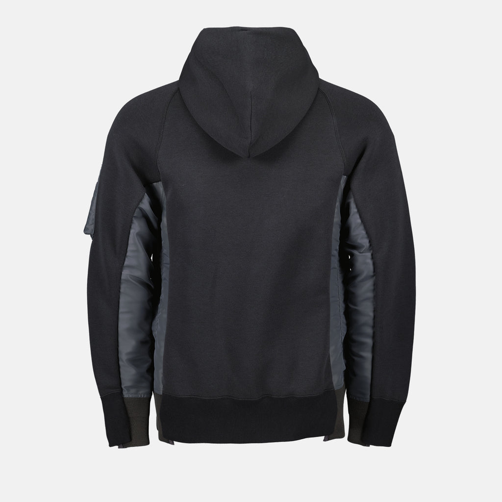 Sweatshirts Sweatshirt zippée en nylon et coton Sacai Gris Homme