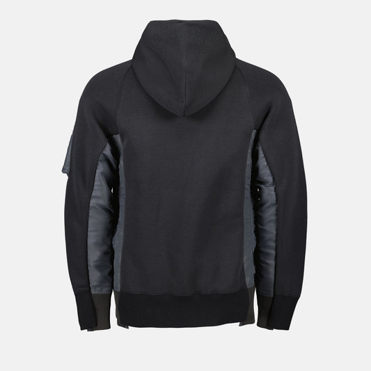 Sweatshirt zippée en nylon et coton