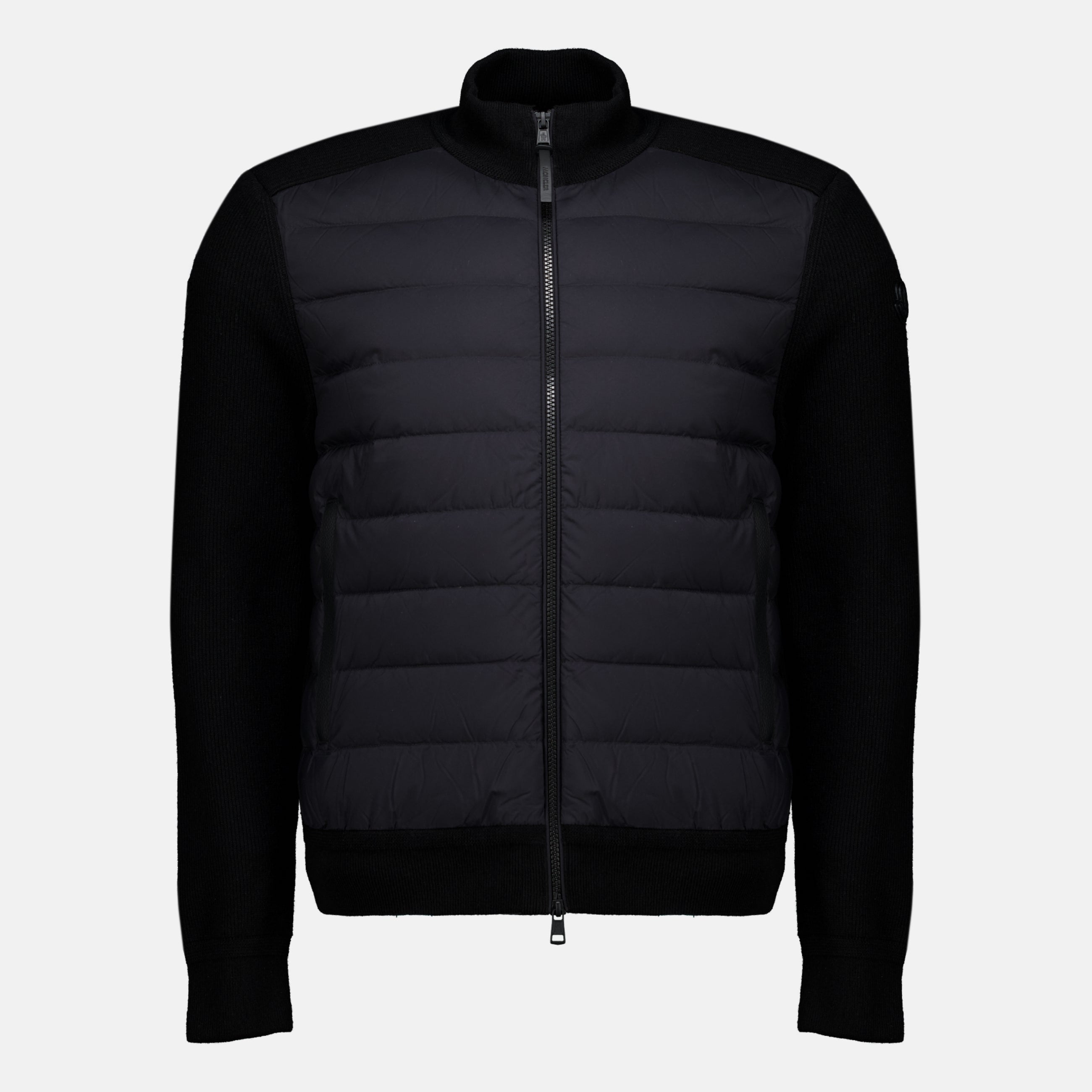 Vestes Cárdigan Negros Matelassé con Cremallera Moncler Noir Homme