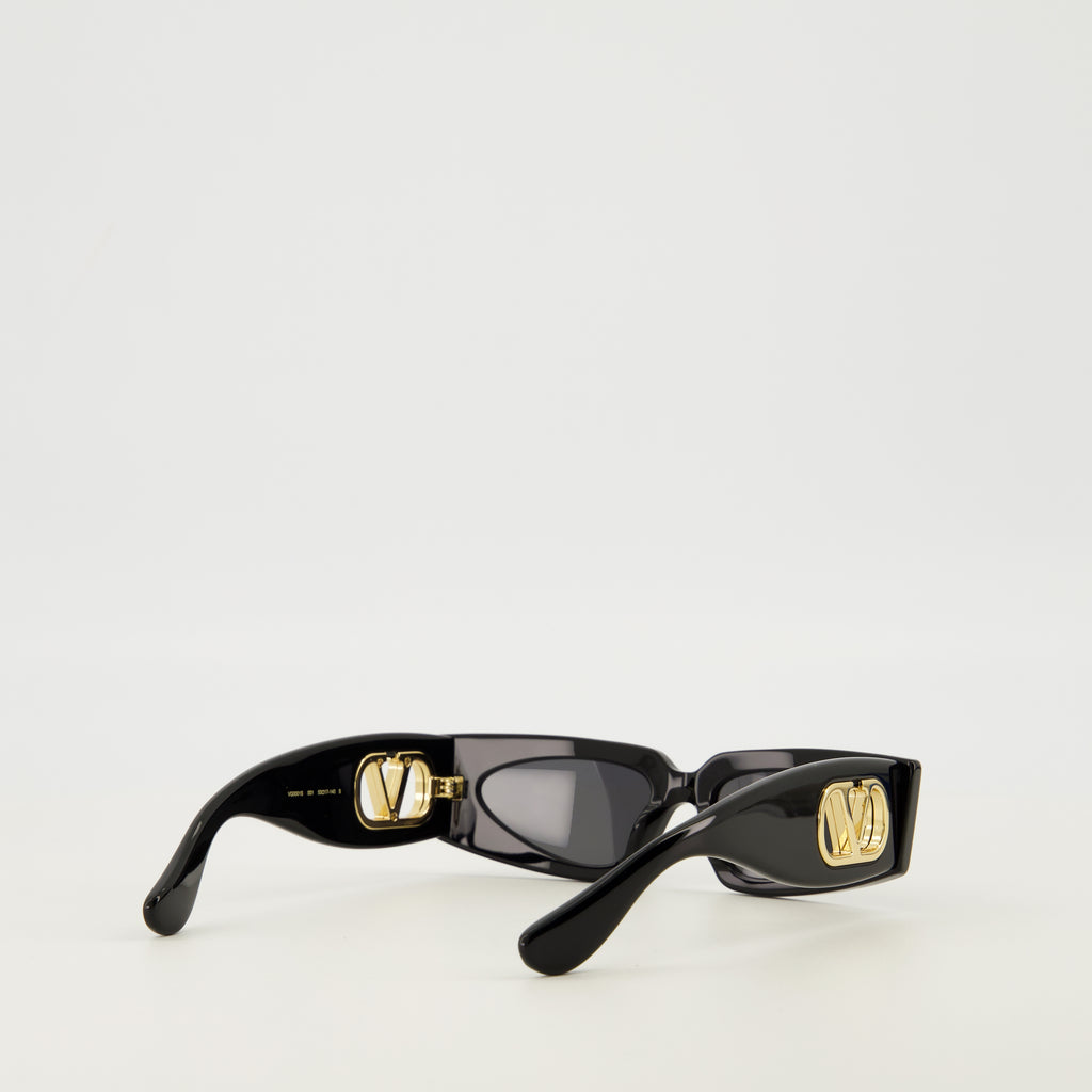 Lunettes VLogo Schwarze Sonnenbrille Valentino Garavani Noir Femme