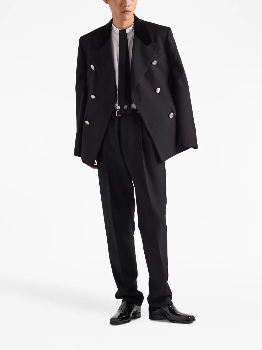 Pants Belted Trousers Prada Black Man
