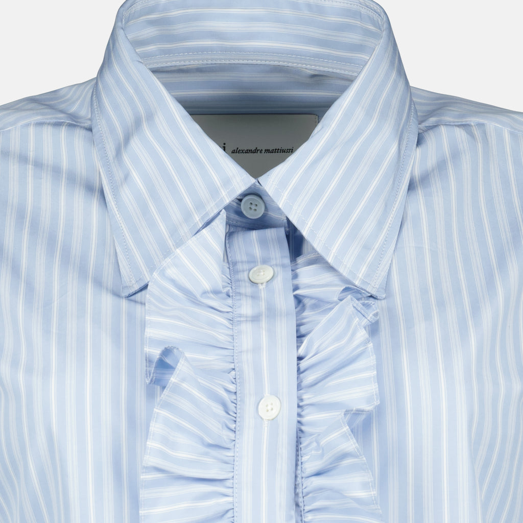 Immagine della camicia Jabot blu aderente del marchio Ami PARIS per Donna - Stagione Primavera-Estate 2026 - Vista Dettagliata 1