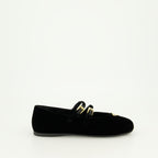 Flache schuhe Samt Balletschuhe Prada Schwarz Femme