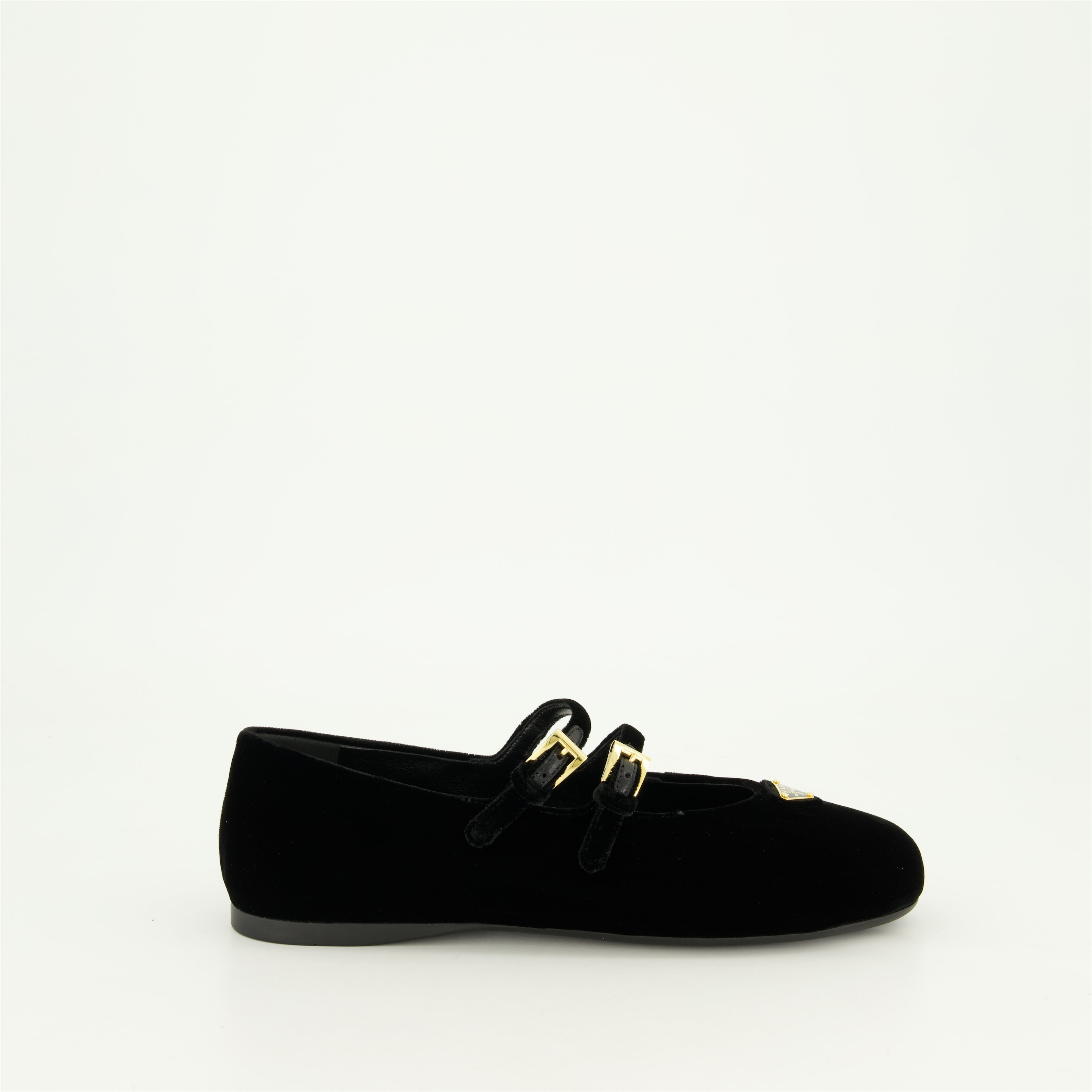 Flat shoes Velvet Ballet Flats Prada Black Femme