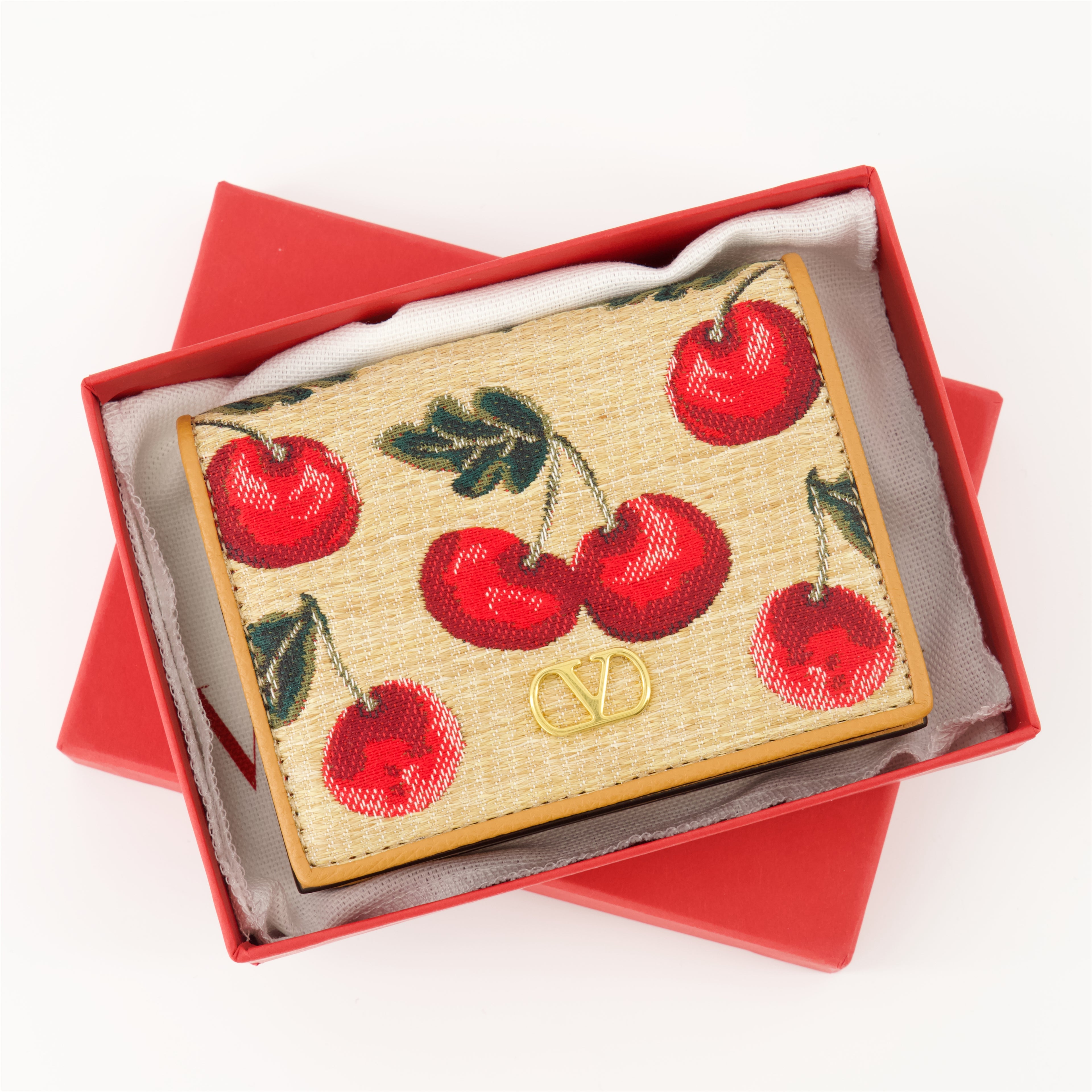 Petite maroquinerie Portefeuille VLogo signature Cerise Valentino Garavani Beige Femme