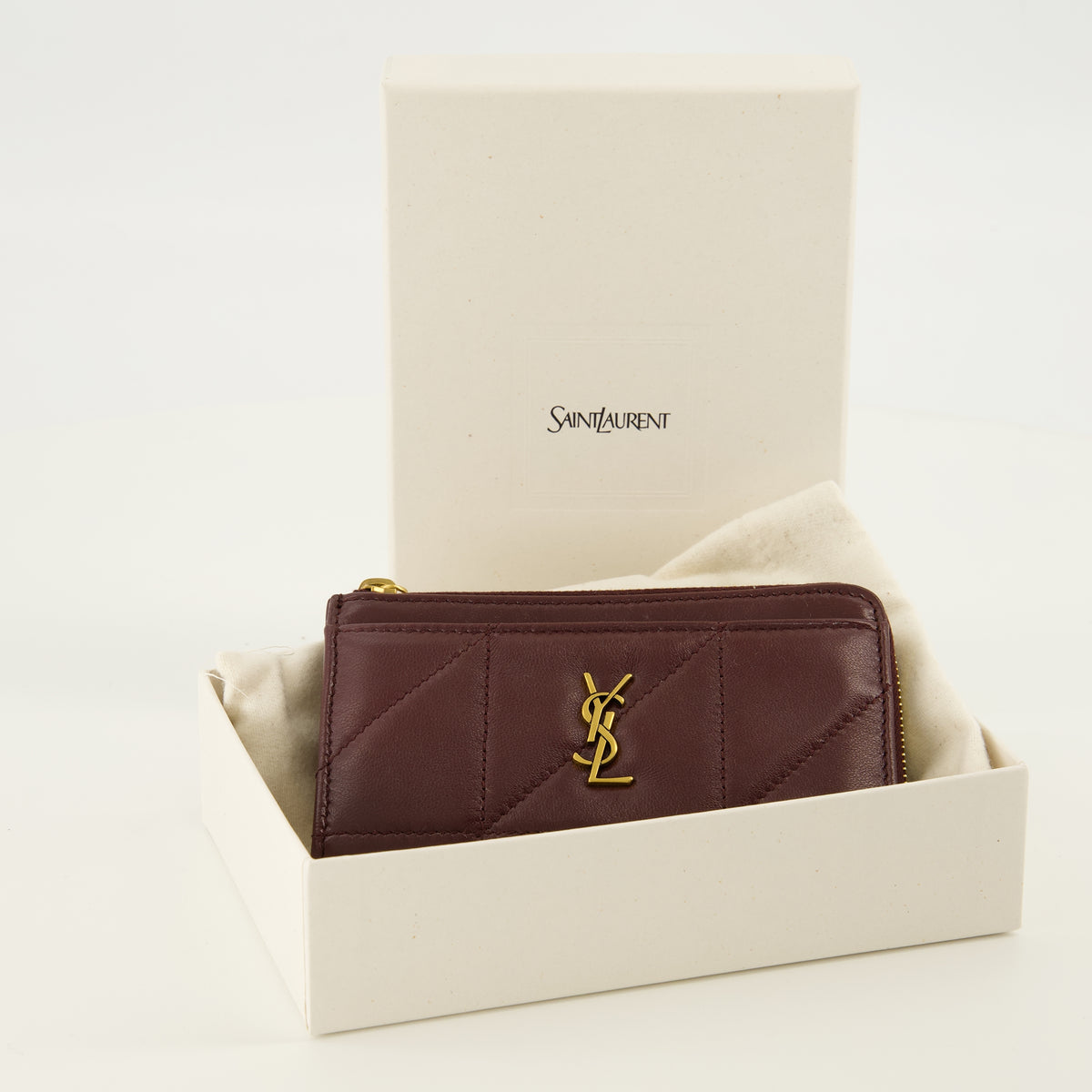 Petite maroquinerie Porte-cartes Jamie zippé bordeaux Saint Laurent Bordeaux Femme