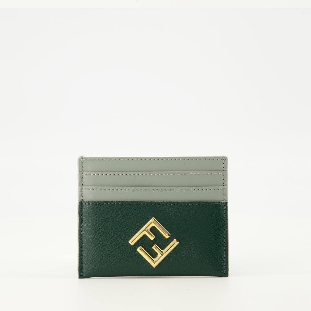 Image de l'article Porte-cartes Ff Diamonds vert de la marque Fendi pour Femme - Saison Automne-Hiver 2025 - Vue de Face