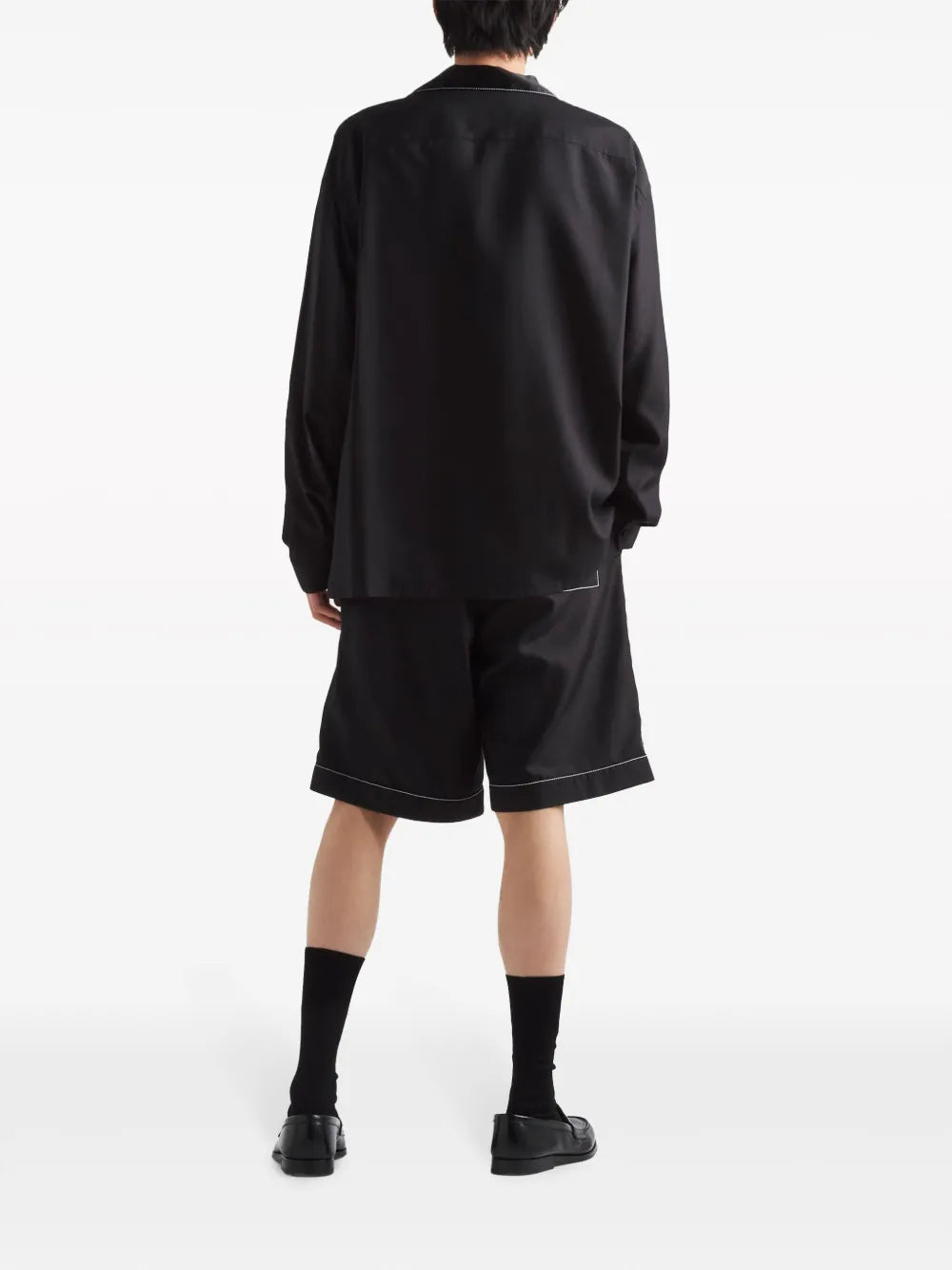 Camisas Camisa de Seda Prada Preto Homme