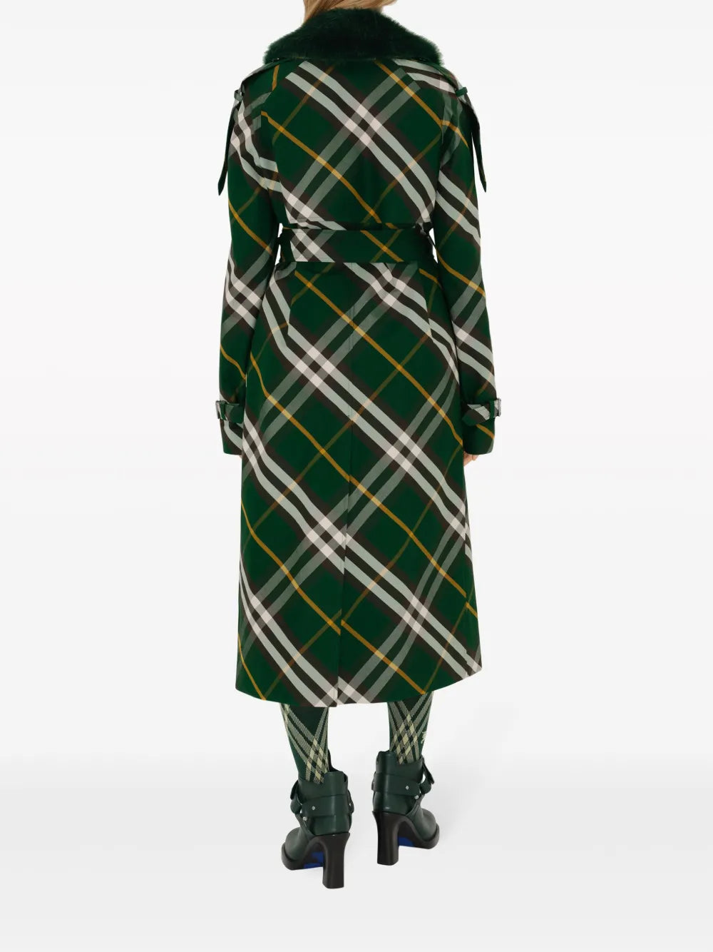 Manteaux Trench-coat à carreaux Burberry Vert Femme