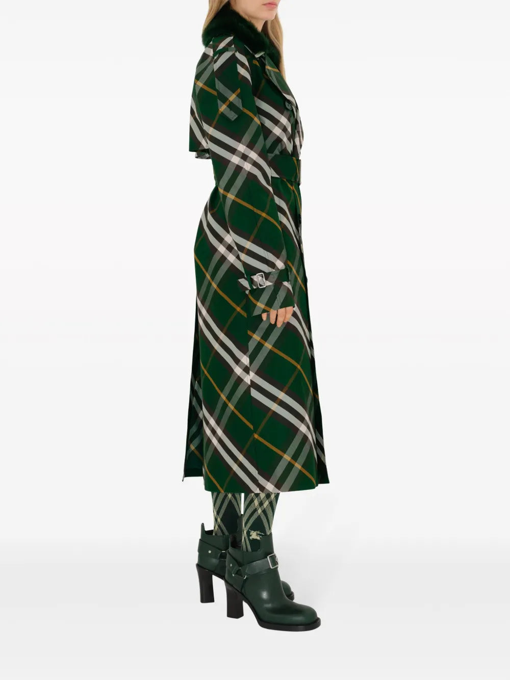 Manteaux Trench-coat à carreaux Burberry Vert Femme