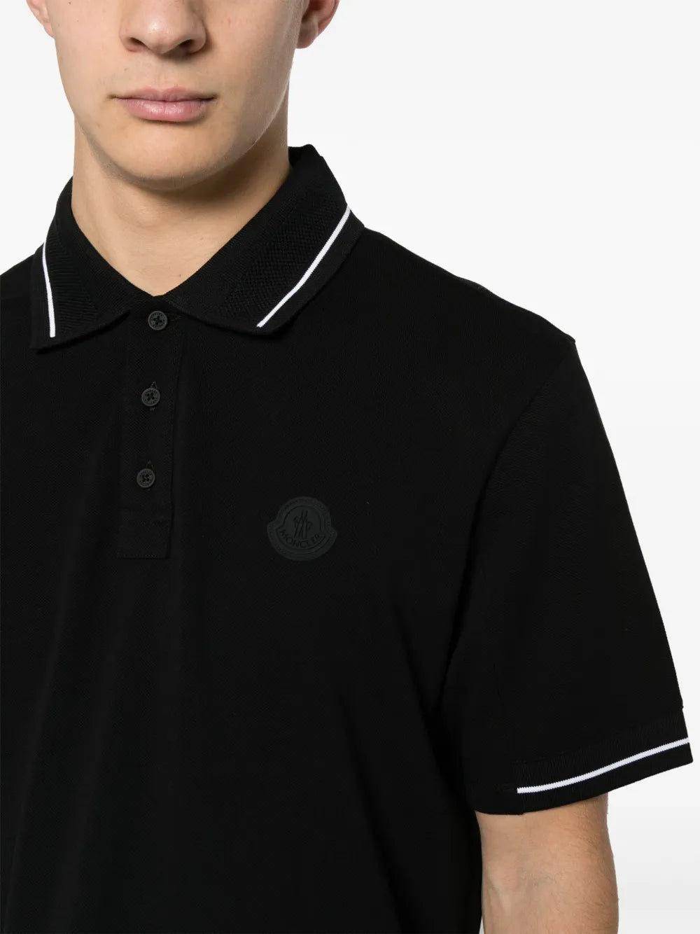 Polos Polo à logo et liseré Moncler Noir Homme