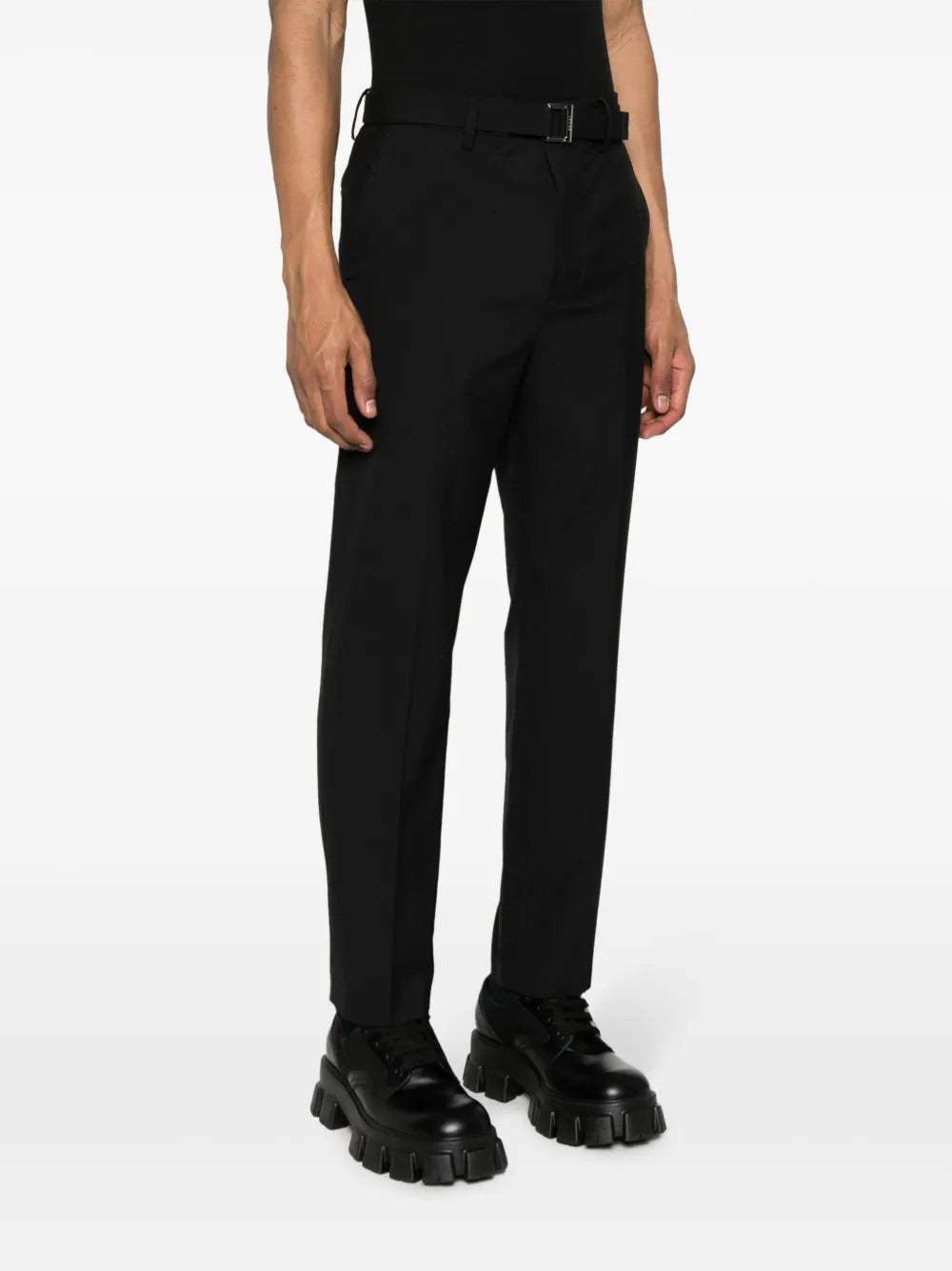 Pants Belted Trousers Sacai Black Man