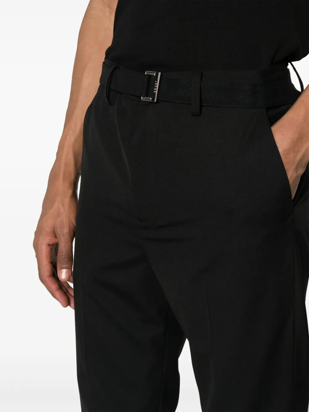 Pants Belted Trousers Sacai Black Man