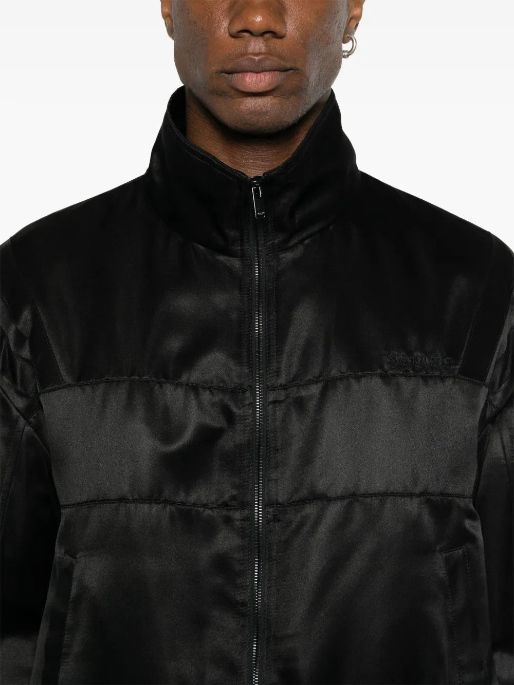 Chaquetas Bomber Teddy de Satén Saint Laurent Negro Homme