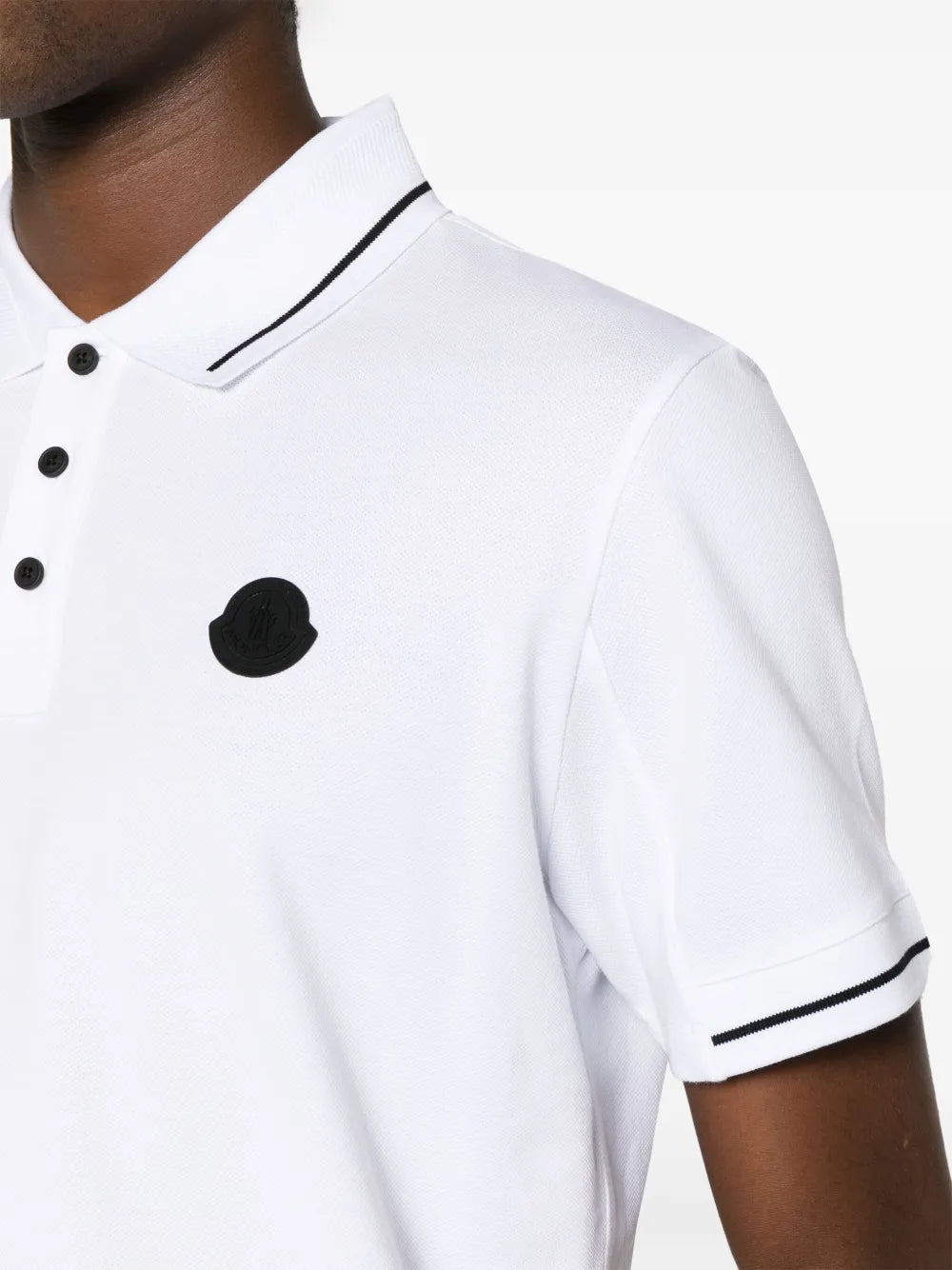 Polos Polo à logo et liseré Moncler Blanc Homme