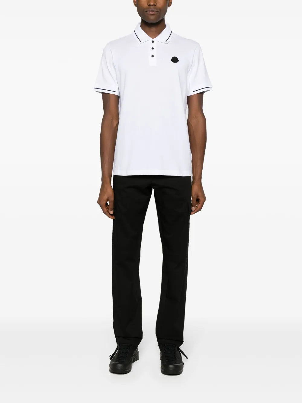Polos Polo à logo et liseré Moncler Blanc Homme
