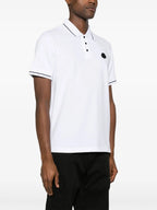 Polos Polo com Logo e Piping Moncler Branco Homme