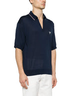 Polo Polo in Seta Prada Blu scuro Homme